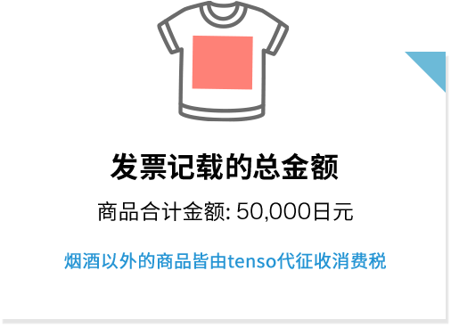 发票记载的总金额 烟酒以外的商品皆由tenso代征收消费税