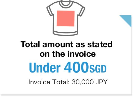 Total amount as stated on the invoice under 400 SGD