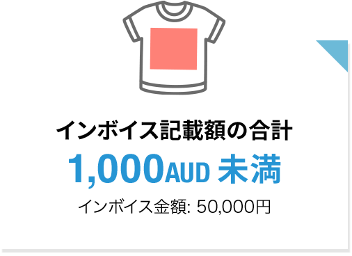 インボイス記載額の合計 1,000AUD 未満